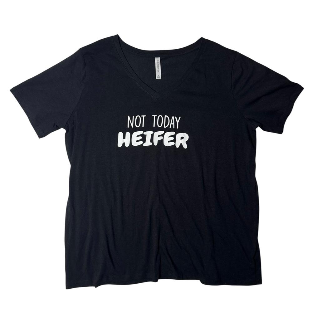 – “Not Today‎ Heifer” Black V-Neck T-Shirt – Women’s Plus 3X